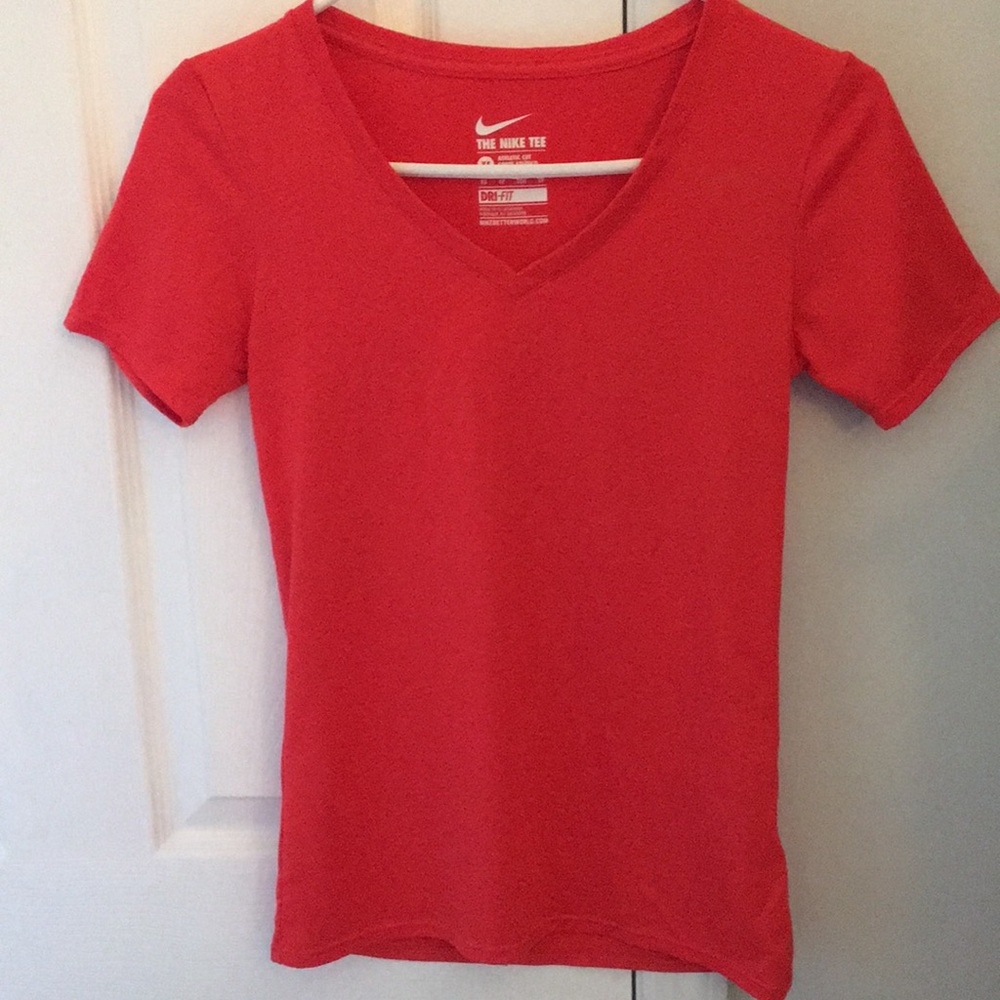 Red Nike V-neck Workout Top